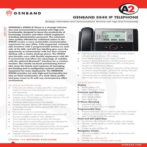 GENBAND A2 Phone 8840