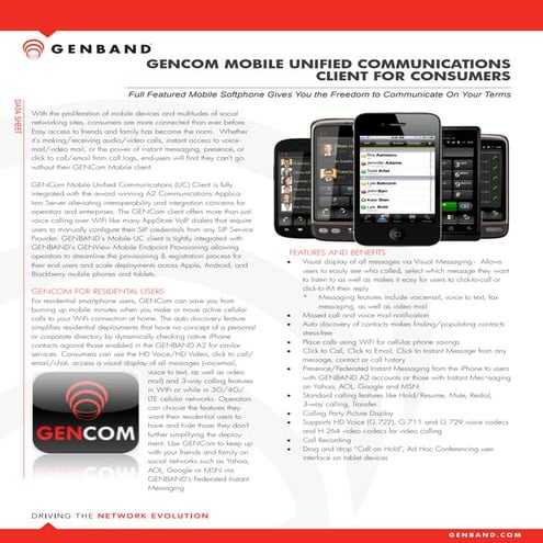 GENCom Unified Communications datasheet
