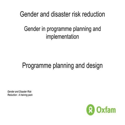 Gender in programme planning and implementation: Programme planning and design
