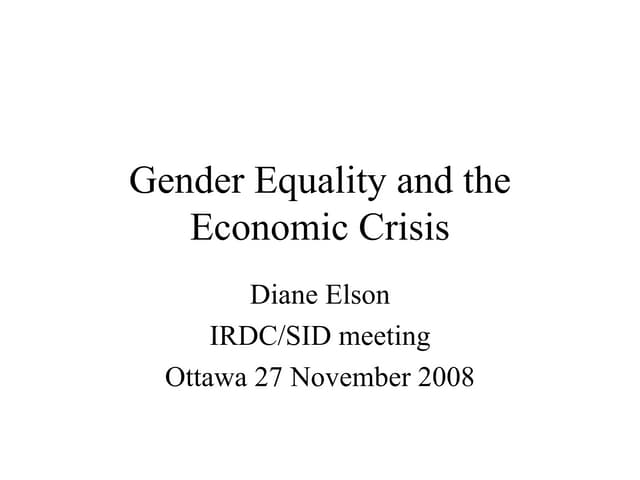Gender Equality And Crisis
