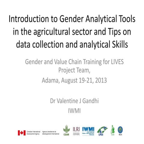 Introduction to Gender Analytical Tools in the agricultural sector and Tips o...