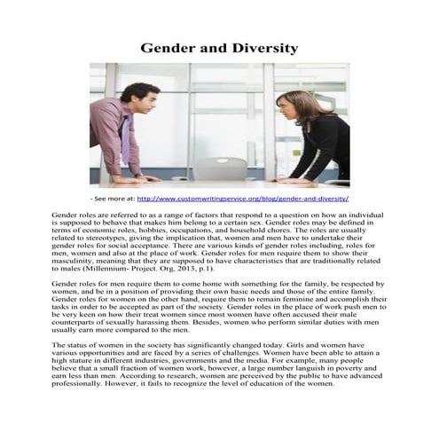 Gender and diversity