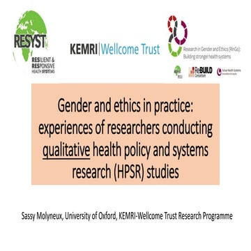 Gender and ethics in practice: experiences of researchers conducting qualitat...