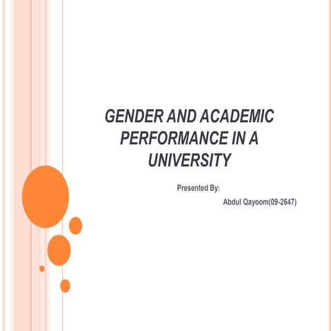 Gender and performance in a university