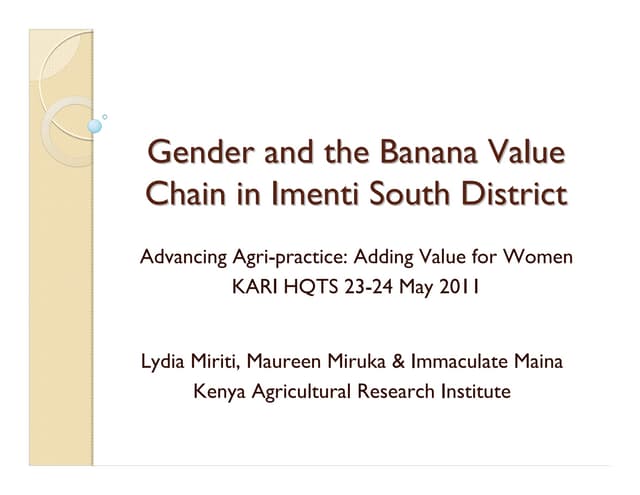 Gender and the banana value chain in Imenti south district