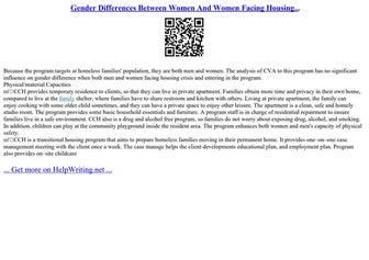 Gender Differences Between Women And Women Facing Housing...