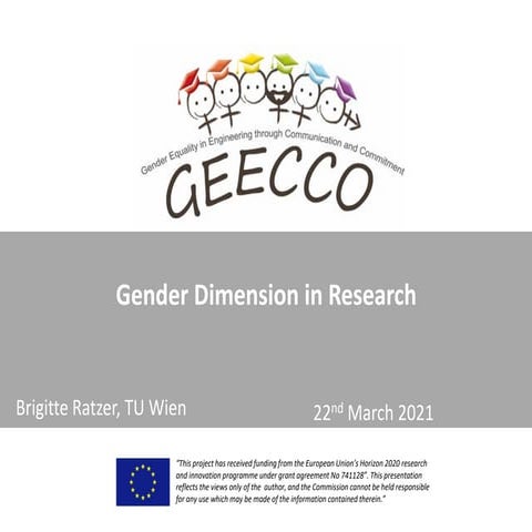 Gender dimension in Research Performing Organisations