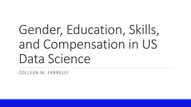 Gender, Education, Skills, and Compensation in US Data Scientists