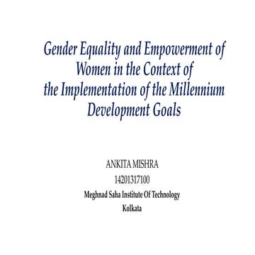 Gender ineqality and empowerment of women in context of mdg