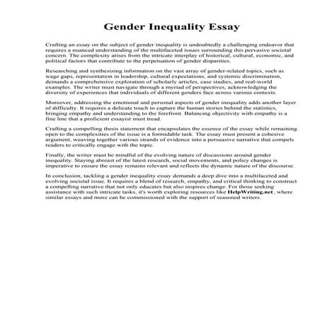 Gender Inequality Essay. Indiana University Kokomo