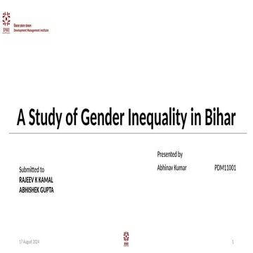 A Study of Gender Inequality in Bihar: Gaps, Challenges, and the Way ...
