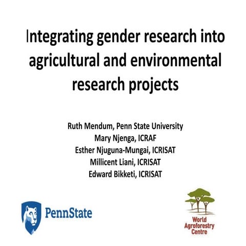 Integrating gender research into agricultural and environmental research proj...