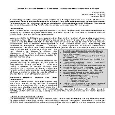 Gender Issues and Pastoral Economic Growth and Development in Ethiopia ...