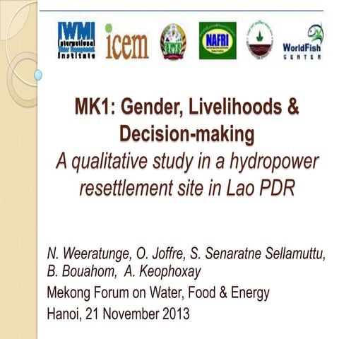 Gender, livelihoods & decision making