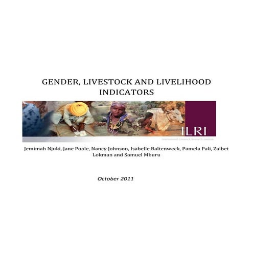 Gender livestock and livelihood indicators
