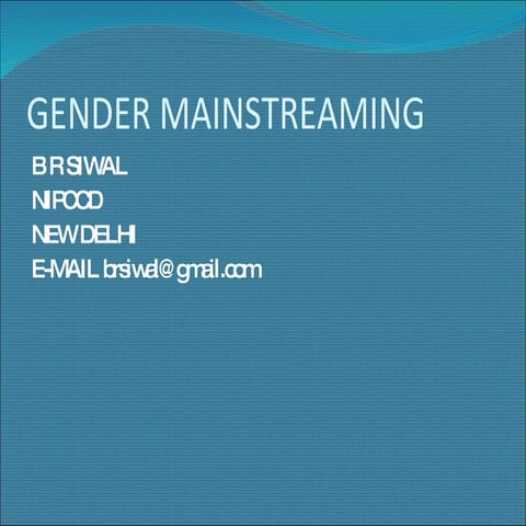 Gender Mainstreaming
