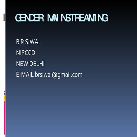 Gender Mainstreaming And Planning