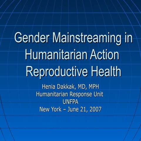 Gender mainstreaming in humanitarian action