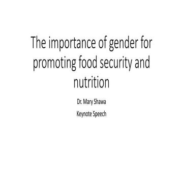 The importance of gender for promoting food security and nutrition linkages