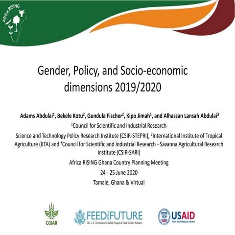 Gender, Policy, and Socio-economic dimensions 2019/2020