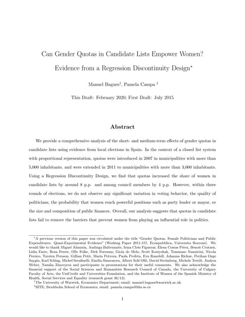 Can Gender Quotas in Candidate Lists Empower Women? Evidence from a Regression Discontinuity Design