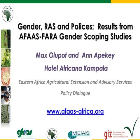 Gender  Responsive  RAS   AFAAS - FARA  Scoping  Studies  2015- 