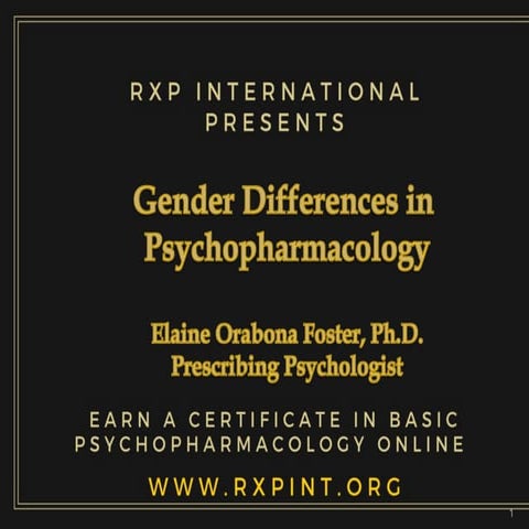 RxP International presents Gender and Psychiatric Drugs