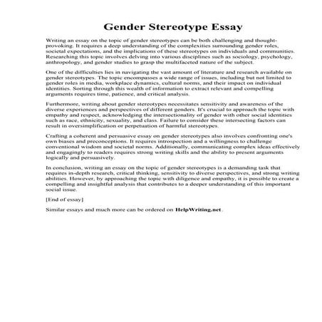 Gender Stereotype Essay