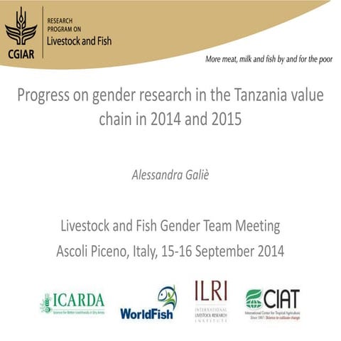 Progress on gender research in the Tanzania value chain in 2014 and 2015
