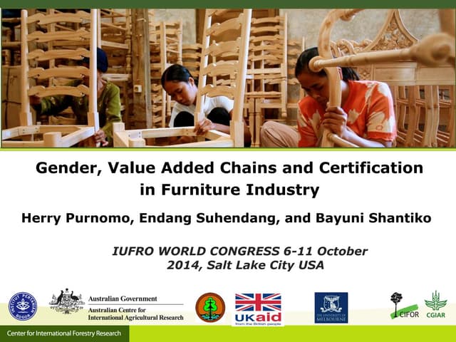 Gender, value added chains, and certification in the furniture industry