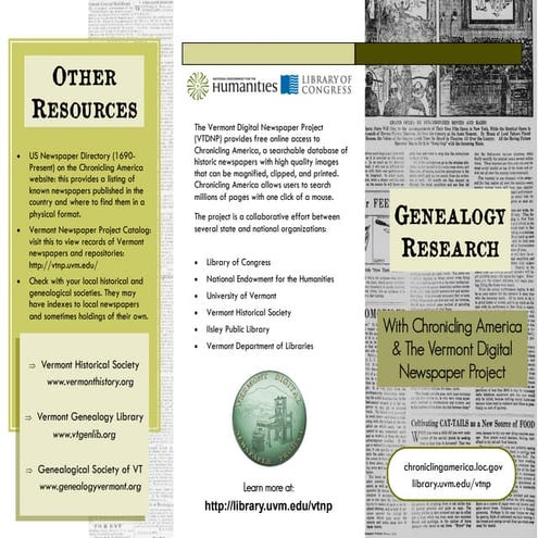 Genealogy Research with Chronicling America & VTDNP