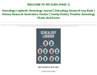 E-book download Genealogy Logbook: Genealogy Journal | Genealogy Research Log Book | History Research Generation Tracker | Family History Timeline Genealogy Charts And Forms Full PDF