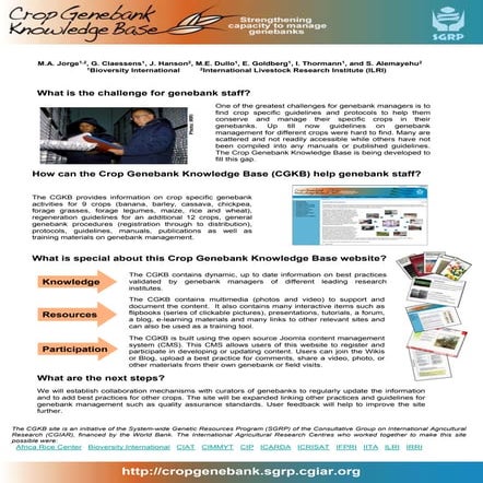 Crop Genebank Knowledge Base: Strengthening capacity to manage genebanks