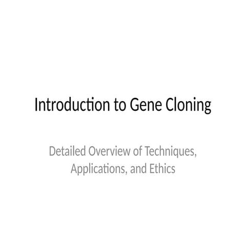 gene clonong its history and application | PDF