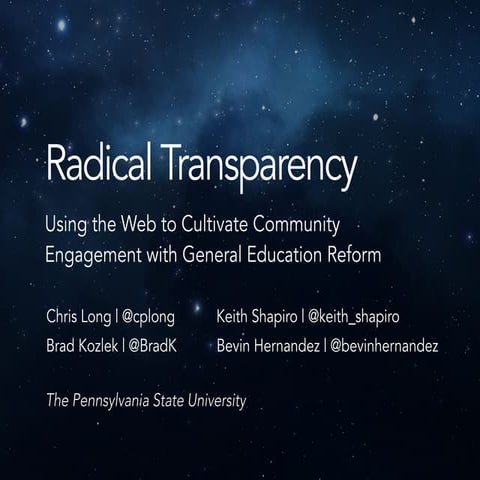 Radical Transparency in Gen Ed Reform at Penn State