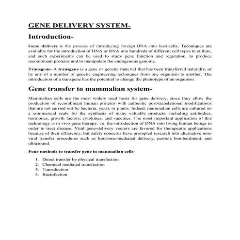 Gene delivery System