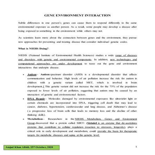 Gene environment  interaction