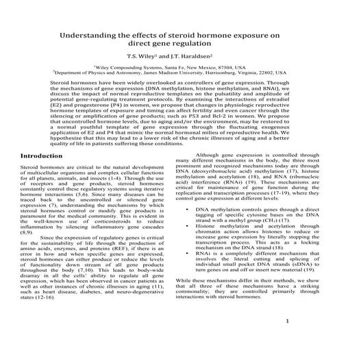 Understanding the effects of steroid hormone exposure on direct gene ...