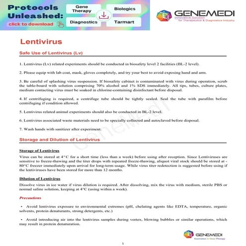 Genemedi-LV Advanced Vector Transduction Protocol