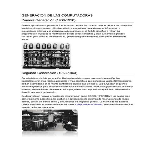 Generaciones de las computadoras | PDF