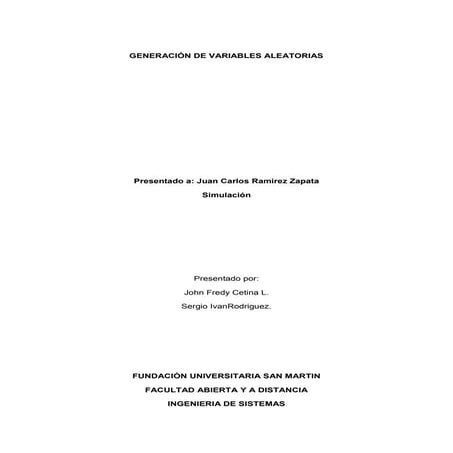 Generacion de variables aleatorias