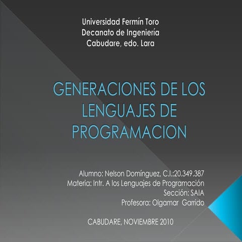 Generaciones de los lenguajes de programacion