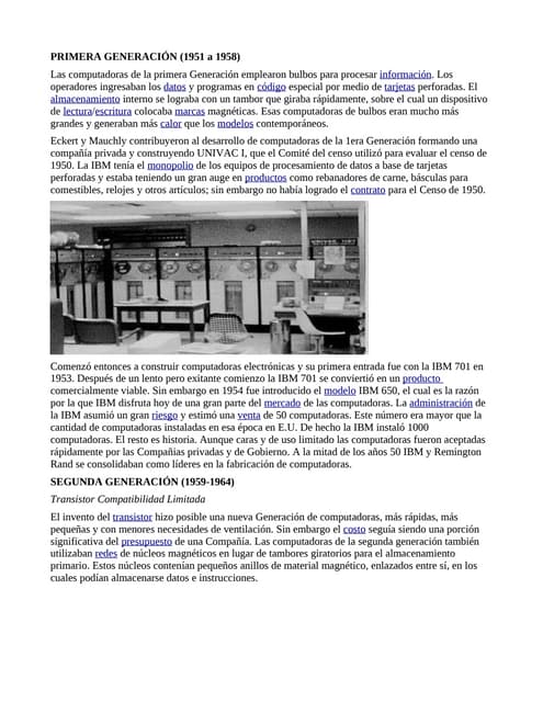 Generación de las Computadoras | PDF