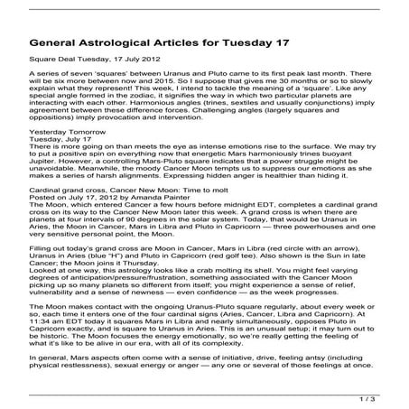 General Astrological Articles for Tuesday 17