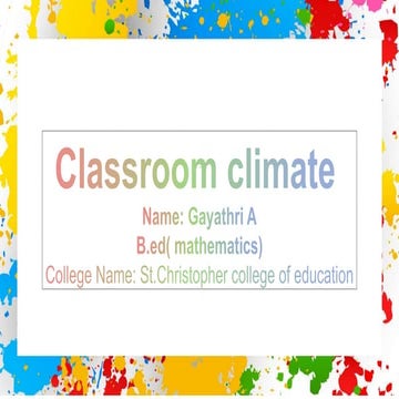 CLASSROOM CLIMATE