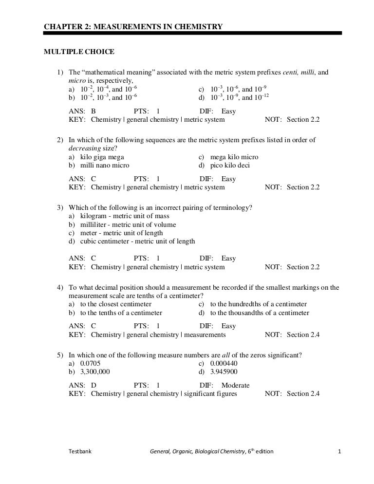 General Organic and Biological Chemistry 6th edition by Stoker Test B…
