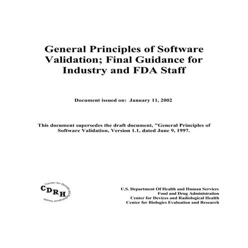General Principals Of Software Validation