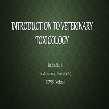 Introduction to Veterinary General toxicology