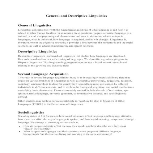 General and descriptive linguistics