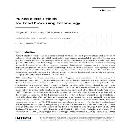 General background PEF technology to perform cold pasteurization of juices
